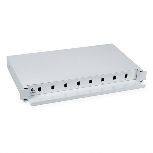 Cabeus ODF-19-8-SC Кросс бокс оптический 19" на 8 SC (LC duplex) со сплайс-кассетой, выдвижной (без пигтейлов и проходных адаптеров)