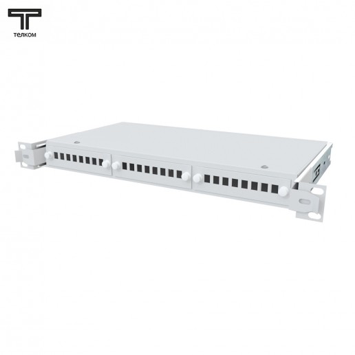 ТЕЛКОМ КСВ-24-1U-19-DLC Кросс оптический 19" выдвижной 1U на 24 порта LC duplex (сплайс кассета - 2шт, крышка для сплайс кассеты - 1шт, сменные планки на 8 DLC - 3шт, без пигтейлов и проходных адаптеров, без КДЗС)