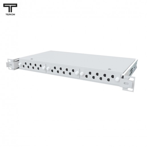 ТЕЛКОМ КСВ-24-1U-19-FC/ST Кросс оптический 19" выдвижной 1U на 24 порта FC/ST (сплайс кассета с крышкой - 1шт, сменные планки на 8 FC/ST - 3шт, без пигтейлов и проходных адаптеров, без КДЗС)