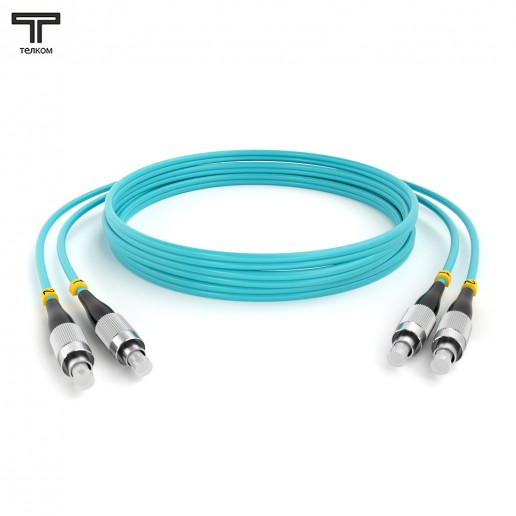 ТЕЛКОМ ШОС-2х3.0-2FC/U-2FC/U-MM503-0.5м-LSZH-AQ Шнур оптический duplex FC/UPC-FC/UPC 50/125 OM3 (10Gb) многомодовый MM (3.0мм) LSZH, цвет аквамарин, длина 0,5м