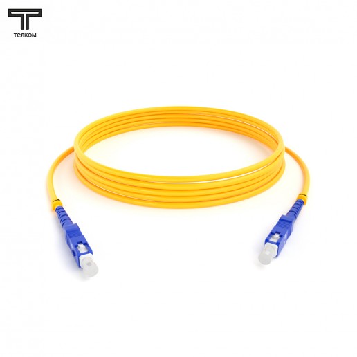 ТЕЛКОМ ШОС-3.0-SC/U-SC/U-SM-1м-LSZH-YL Шнур оптический simplex SC/UPC-SC/UPC 9/125 OS2 (G.652.D) одномодовый SM (3.0мм) LSZH, длина 1м