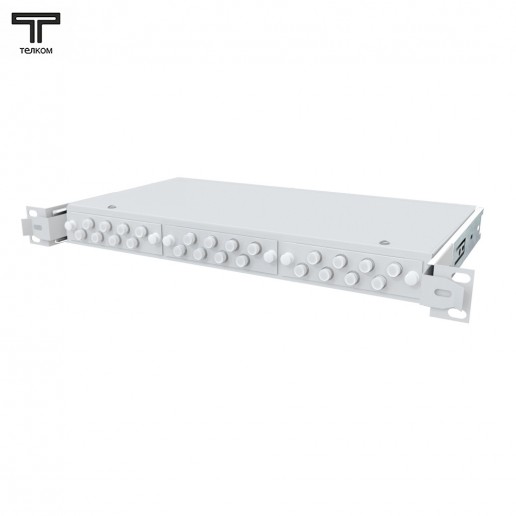 ТЕЛКОМ КСВп-19-1U-24-FC/UPC-9/125 Кросс оптический 19" выдвижной 1U на 24 портов FC/UPC 9/125мкм предсобранный (пигтейл FC/UPC 9/125-24шт, розетка FC-24шт, сплайс кассета с крышкой-1шт, КДЗС-24шт)