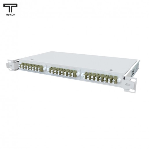 ТЕЛКОМ КСВп-19-1U-24-DLC/UPC-OM4-50/125 Кросс оптический 19" выдвижной 1U на 24 портов DLC 50/125мкм (OM4) предсобранный (пигтейл LC 50/125 (OM4)-48шт, розетка DLC-24шт, сплайс кассета - 2шт, крышка для сплайс кассеты-1шт, КДЗС-48шт)
