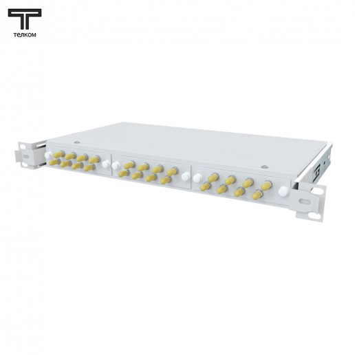 ТЕЛКОМ КСВп-19-1U-24-ST/UPC-9/125 Кросс оптический 19" выдвижной 1U на 24 портов ST/UPC 9/125мкм предсобранный (пигтейл ST/UPC 9/125-24шт, розетка ST-24шт, сплайс кассета с крышкой-1шт, КДЗС-24шт)