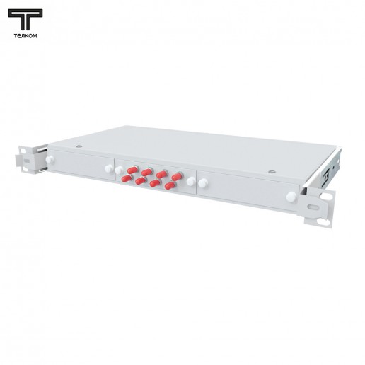 ТЕЛКОМ КСВп-19-1U-8-ST/UPC-62.5/125 Кросс оптический 19" выдвижной 1U на 8 портов ST 62,5/125мкм предсобранный (пигтейл ST 62,5/125-8шт, розетка ST-8шт, сплайс кассета с крышкой-1шт, КДЗС-8шт)