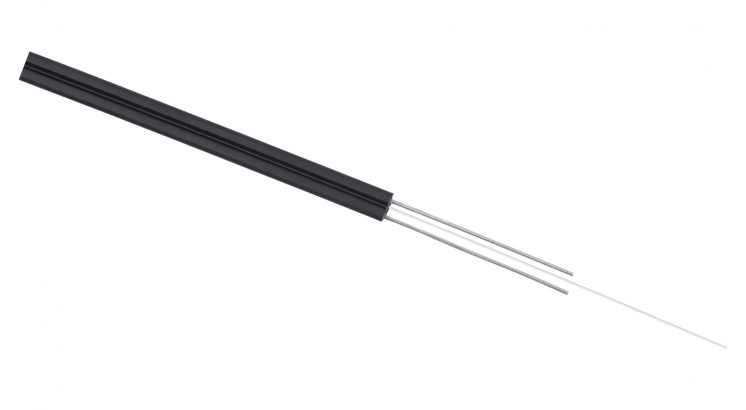 Cabeus FTTH-9-01-3-LSZH-IN/OUT-40 Кабель волоконно-оптический 9/125 одномодовый, 1 волокно, усилен двумя стальными проволоками, FTTH (fiber to the home), внутренний/внешний, (-40C ~ +60), LSZH, черный