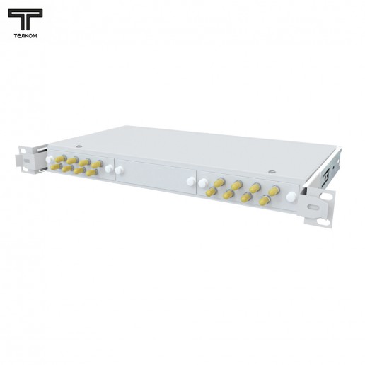 ТЕЛКОМ КСВп-19-1U-16-ST/UPC-9/125 Кросс оптический 19" выдвижной 1U на 16 портов ST/UPC 9/125мкм предсобранный (пигтейл ST 9/125-16шт, розетка ST-16шт, сплайс кассета с крышкой-1шт, КДЗС-16шт)