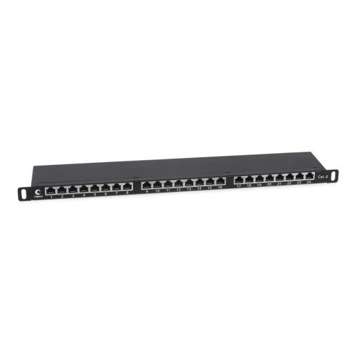 Cabeus PLHD-24-Cat.6-SH-Dual-0,5U Патч-панель высокой плотности 19" (0,5U), 24 порта RJ-45, категория 6, полностью экранированная, Dual IDC