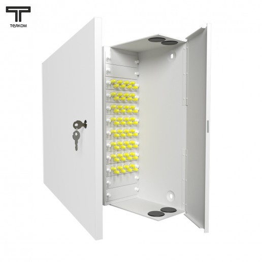 ТЕЛКОМ КНп-64-ST/UPC-9/125 Кросс оптический настенный на 64 порта ST/UPC 9/125мкм предсобранный (пигтейл ST/UPC 9/125-64шт, розетка ST-64шт, планки FC/ST, сплайс кассета-2шт, КДЗС-64шт)