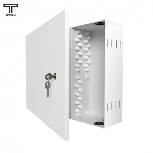 ТЕЛКОМ КНп-24-FC/UPC-9/125 Кросс оптический настенный на 24 порта FC/UPC 9/125мкм предсобранный (пигтейл FC/UPC 9/125-24шт, розетка FC-24шт, планки FC/ST, сплайс кассета с крышкой-1шт, КДЗС-24шт)