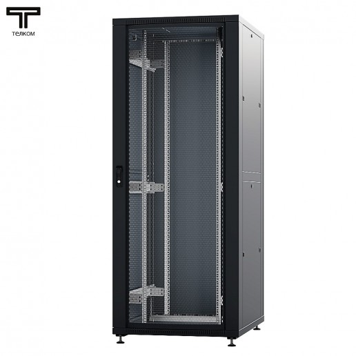 ТЕЛКОМ ТСМ-42.8.12-ПМ.9005М Шкаф напольный 42U 800x1200х1987мм (ШхГхВ) телекоммуникационный 19", передняя дверь перфорированная - задняя дверь металлическая, цвет черный (RAL9005М) (5 мест)