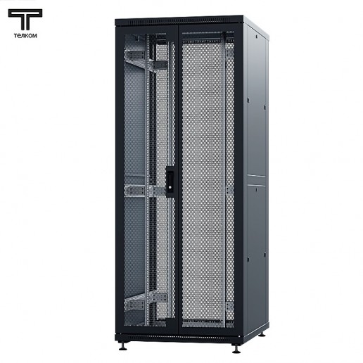 ТЕЛКОМ ТСМ-47.8.12-2ПП.9005М Шкаф напольный 47U 800x1200х2209мм (ШхГхВ) телекоммуникационный 19", передняя дверь перфорированная распашная 2-х створчатая - задняя дверь перфорированная, цвет черный (RAL9005М) (5 мест)
