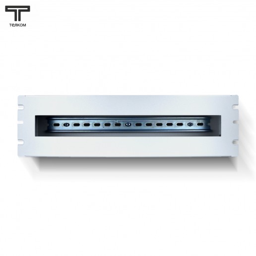 ТЕЛКОМ П.20.19.3.7035Ш Корпус панель с DIN-рейкой на 20 мест (22 места без крышки) 19 дюймов, 3U юнита, (корпус приборный КП-АВ с крышкой, горизонтальная DIN-рейка) цвет серый (RAL7035)