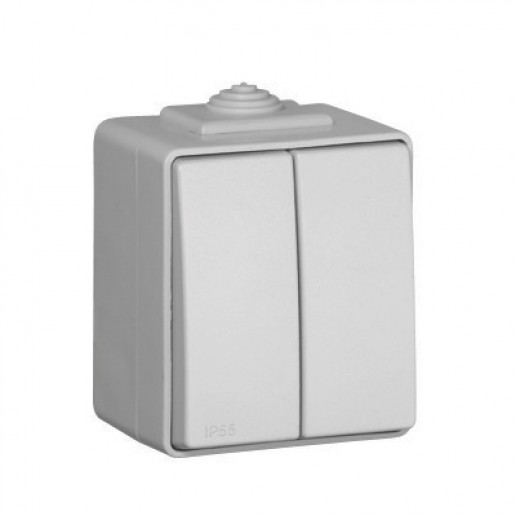Efapel 48101 CCZ Двухклавишный проходной выключатель, серый, Серия 48 WATERPROOF (IP 65) влагозащищенная