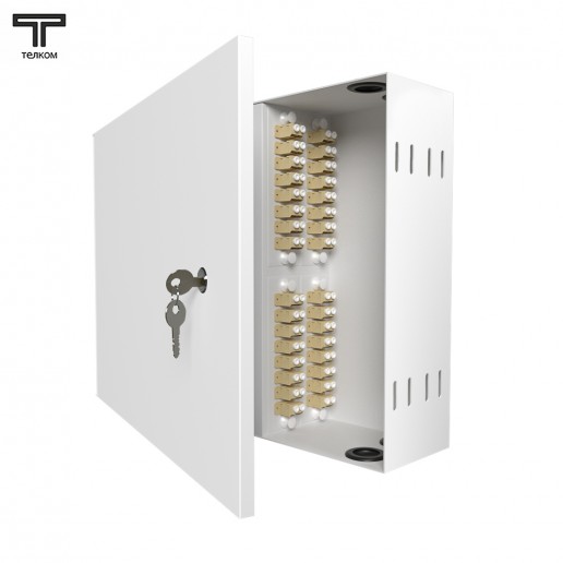 ТЕЛКОМ КНп-32-SC/UPC-50/125 Кросс оптический настенный на 32 порта SC 50/125мкм предсобранный (пигтейл SC 50/125-32шт, розетка SC-32шт, планки SC/DLC, сплайс кассета-1шт, КДЗС-32шт)