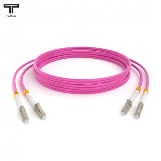 ТЕЛКОМ ШОС-2х3.0-2LC/U-2LC/U-MM504-20м-LSZH-MG Шнур оптический duplex LC/UPC-LC/UPC 50/125 OM4 (40Gb) многомодовый MM (3.0мм) LSZH, цвет маджента, длина 20м