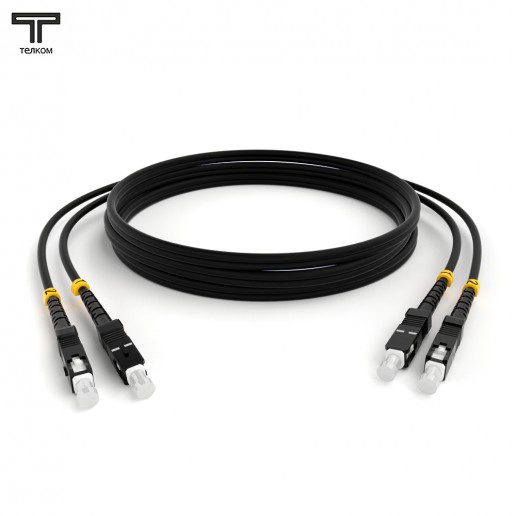 ТЕЛКОМ ШОС-2х3.0-2SC/U-2SC/U-MM504-1.5м-LSZH-BK Шнур оптический duplex SC/UPC-SC/UPC 50/125 OM4 (40Gb) многомодовый MM (3.0мм) LSZH, цвет черный, длина 1,5м