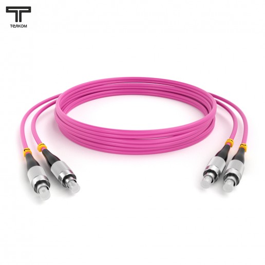 ТЕЛКОМ ШОС-2х3.0-2FC/U-2FC/U-MM504-50м-LSZH-MG Шнур оптический duplex FC/UPC-FC/UPC 50/125 OM4 (40Gb) многомодовый MM (3.0мм) LSZH, цвет маджента, длина 50м