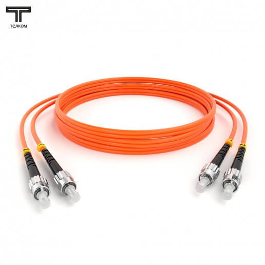 ТЕЛКОМ ШОС-2х3.0-2ST/U-2ST/U-MM50-2м-LSZH-OR Шнур оптический duplex ST/UPC-ST/UPC 50/125 OM2 многомодовый MM (3.0мм) LSZH, длина 2м