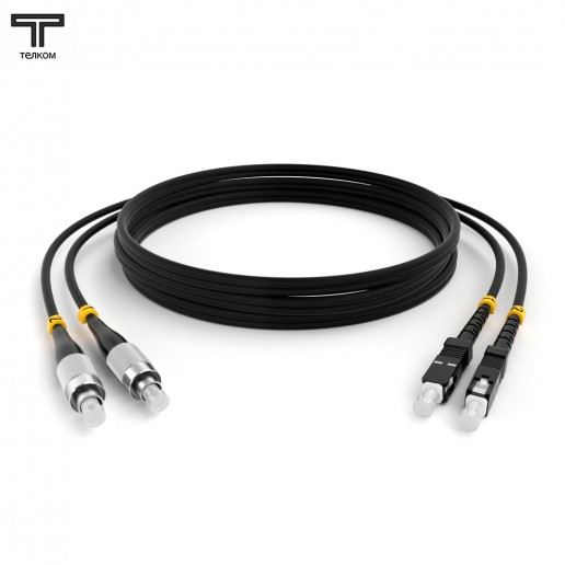 ТЕЛКОМ ШОС-2х3.0-2FC/U-2SC/U-MM503-7м-LSZH-BK Шнур оптический duplex FC/UPC-SC/UPC 50/125 OM3 (10Gb) многомодовый MM (3.0мм) LSZH, цвет черный, длина 7м
