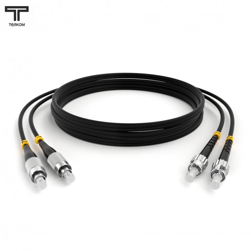 ТЕЛКОМ ШОС-2х3.0-2FC/U-2ST/U-MM503-4м-LSZH-BK Шнур оптический duplex FC/UPC-ST/UPC 50/125 OM3 (10Gb) многомодовый MM (3.0мм) LSZH, цвет черный, длина 4м