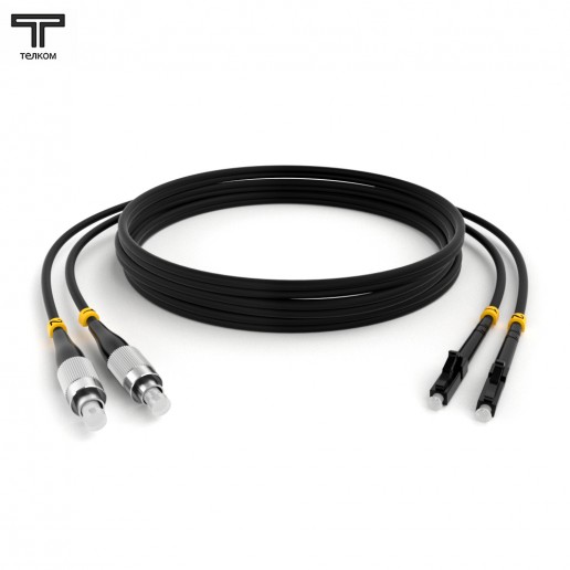 ТЕЛКОМ ШОС-2х3.0-2FC/U-2LC/U-MM503-9м-LSZH-BK Шнур оптический duplex FC/UPC-LC/UPC 50/125 OM3 (10Gb) многомодовый MM (3.0мм) LSZH, цвет черный, длина 9м