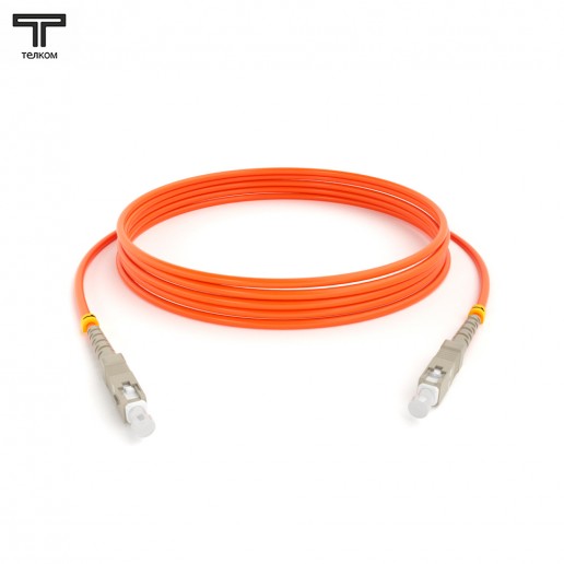 ТЕЛКОМ ШОС-3.0-SC/U-SC/U-MM50-0.5м-LSZH-OR Шнур оптический simplex SC/UPC-SC/UPC 50/125 OM2 многомодовый MM (3.0мм) LSZH, длина 0,5м