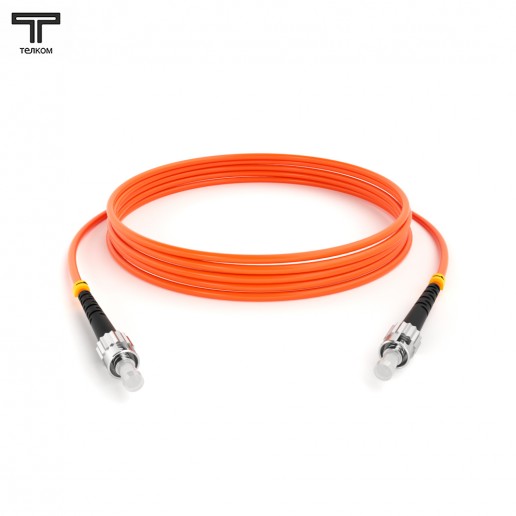 ТЕЛКОМ ШОС-3.0-ST/U-ST/U-MM50-5м-LSZH-OR Шнур оптический simplex ST/UPC-ST/UPC 50/125 OM2 многомодовый MM (3.0мм) LSZH, длина 5м