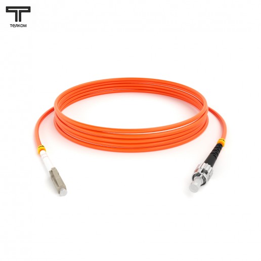 ТЕЛКОМ ШОС-3.0-LC/U-ST/U-MM50-30м-LSZH-OR Шнур оптический simplex LC/UPC-ST/UPC 50/125 OM2 многомодовый MM (3.0мм) LSZH, длина 30м