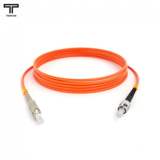 ТЕЛКОМ ШОС-3.0-SC/U-ST/U-MM50-50м-LSZH-OR Шнур оптический simplex SC/UPC-ST/UPC 50/125 OM2 многомодовый MM (3.0мм) LSZH, длина 50м