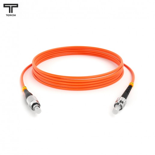 ТЕЛКОМ ШОС-3.0-FC/U-ST/U-MM50-40м-LSZH-OR Шнур оптический simplex FC/UPC-ST/UPC 50/125 OM2 многомодовый MM (3.0мм) LSZH, длина 40м