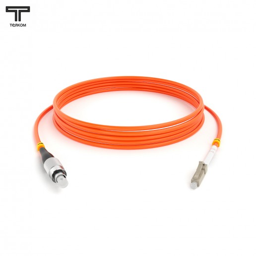 ТЕЛКОМ ШОС-3.0-FC/U-LC/U-MM50-6м-LSZH-OR Шнур оптический simplex FC/UPC-LC/UPC 50/125 OM2 многомодовый MM (3.0мм) LSZH, длина 6м