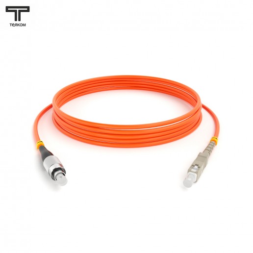 ТЕЛКОМ ШОС-3.0-FC/U-SC/U-MM50-4м-LSZH-OR Шнур оптический simplex FC/UPC-SC/UPC 50/125 OM2 многомодовый MM (3.0мм) LSZH, длина 4м