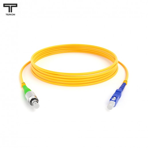 ТЕЛКОМ ШОС-3.0-FC/A-SC/U-SM-6м-LSZH-YL Шнур оптический simplex FC/APC-SC/UPC 9/125 OS2 одномодовый SM (3.0мм) LSZH, длина 6м