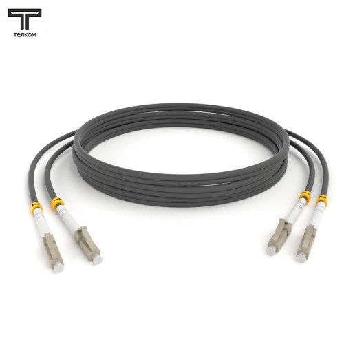 ТЕЛКОМ ШОС-2х3.0-2LC/U-2LC/U-MM62-15м-LSZH-GY Шнур оптический duplex LC/UPC-LC/UPC 62,5/125 OM1 многомодовый MM (3.0мм) LSZH, длина 15м
