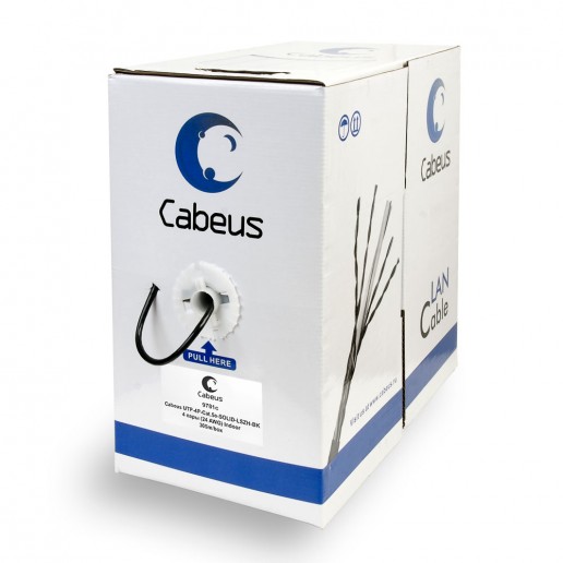 Cabeus UTP-4P-Cat.5e-SOLID-LSZH-BK Кабель витая пара UTP (U/UTP), категория 5e, 4 пары (24 AWG), одножильный, черный, LSZH, нг(А)-HF, (305 м)