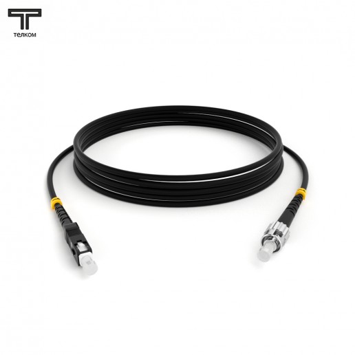 ТЕЛКОМ ШОС-3.0-SC/U-ST/U-SM-30м-LSZH-BK Шнур оптический simplex SC/UPC-ST/UPC 9/125 OS2 (G.652.D) одномодовый SM (3.0мм) LSZH, цвет черный, длина 30м