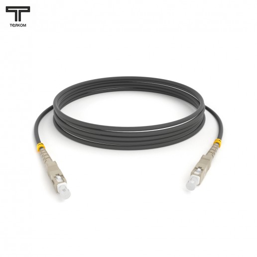 ТЕЛКОМ ШОС-3.0-SC/U-SC/U-MM62-50м-LSZH-GY Шнур оптический соединительный simplex SC-SC 62,5/125 OM1 многомодовый MM (3.0мм) LSZH, длина 50м