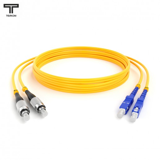 ТЕЛКОМ ШОС-2x3.0-2FC/U-2SC/U-SM-40м-LSZH-YL Шнур оптический duplex FC/UPC-SC/UPC 9/125 OS2 (G.652.D) одномодовый SM (3.0мм) LSZH длина 40м