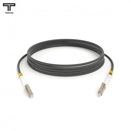 ТЕЛКОМ ШОС-3.0-LC/U-LC/U-MM62-8м-LSZH-GY Шнур оптический соединительный simplex LC-LC 62,5/125 OM1 многомодовый MM (3.0мм) LSZH, длина 8м
