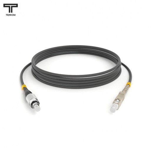 ТЕЛКОМ ШОС-3.0-FC/U-LC/U-MM62-4м-LSZH-GY Шнур оптический соединительный simplex FC-LC 62,5/125 OM1 многомодовый MM (3.0мм) LSZH, длина 4м