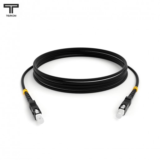 ТЕЛКОМ ШОС-3.0-SC/U-SC/U-MM50-1.5м-LSZH-BK Шнур оптический simplex SC/UPC-SC/UPC 50/125 OM2 многомодовый MM (3.0мм) LSZH, цвет черный, длина 1,5м