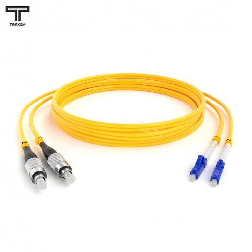 ТЕЛКОМ ШОС-2x3.0-2FC/U-2LC/U-SM-20м-LSZH-YL Шнур оптический duplex FC/UPC-LC/UPC 9/125 OS2 (G.652.D) одномодовый SM (3.0мм) LSZH, длина 20м