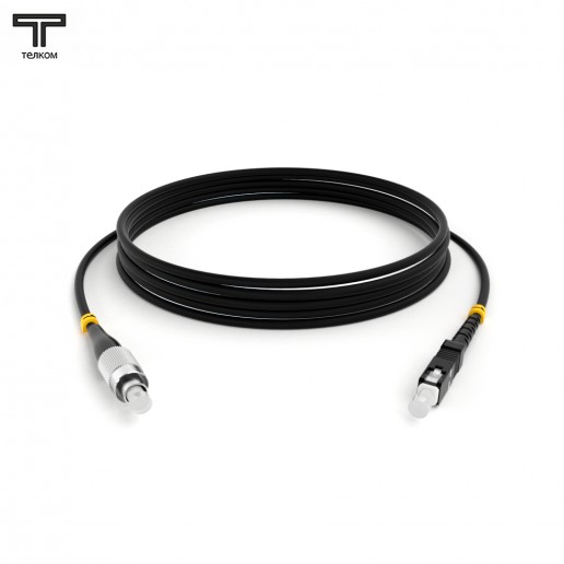 ТЕЛКОМ ШОС-3.0-FC/U-SC/U-MM50-20м-LSZH-BK Шнур оптический simplex FC/UPC-SC/UPC 50/125 OM2 многомодовый MM (3.0мм) LSZH, цвет черный, длина 20м