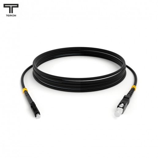 ТЕЛКОМ ШОС-3.0-LC/U-SC/U-MM50-6м-LSZH-BK Шнур оптический simplex LC/UPC-SC/UPC 50/125 OM2 многомодовый MM (3.0мм) LSZH, цвет черный, длина 6м
