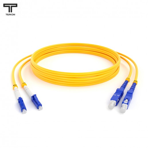 ТЕЛКОМ ШОС-2x3.0-2LC/U-2SC/U-SM-40м-LSZH-YL Шнур оптический duplex LC/UPC-SC/UPC 9/125 OS2 (G.652.D) одномодовый SM (3.0мм) LSZH длина 40м