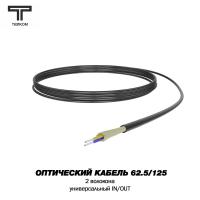 ТЕЛКОМ FK-D-IN/OUT-62-2-HFFR-BK Оптический кабель распределительный (Distribution), универсальный (IN/OUT), MM 62.5/125, 2 волокна, HFFR, черный